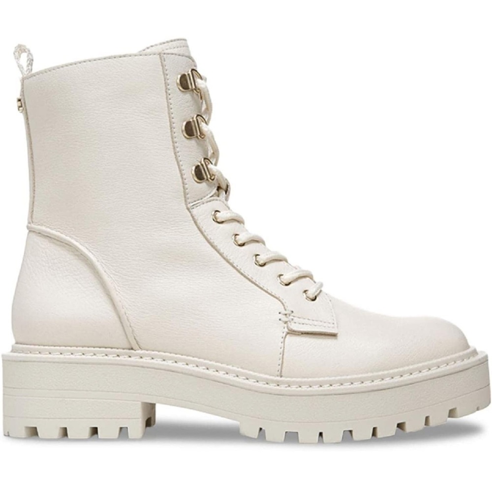 🧡 Sam Edelman Lue Combat Boot Ivory Leather - Picture 2 of 5
